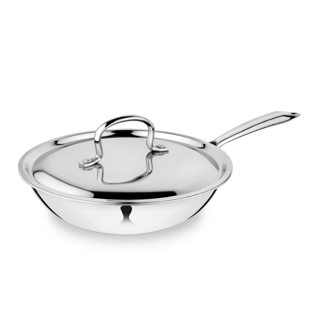 Stainless Steel Triply Fry Pan with Lid | 22cm, 24cm | Durable & Versatile Cookware