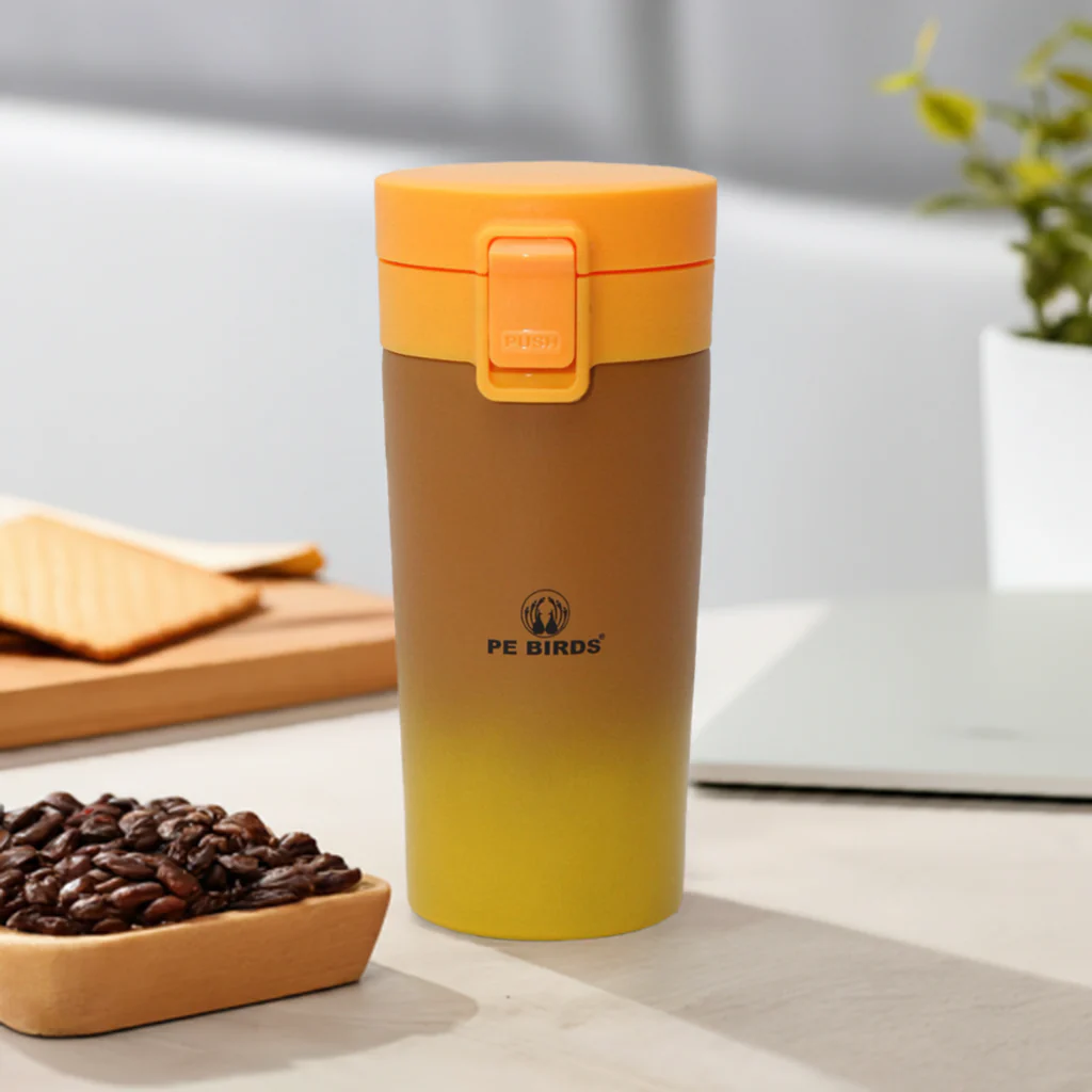 PE BIRDS Stainless Steel Sipper cum Food Jar | Travel Mug | Coffee Mug 380ml