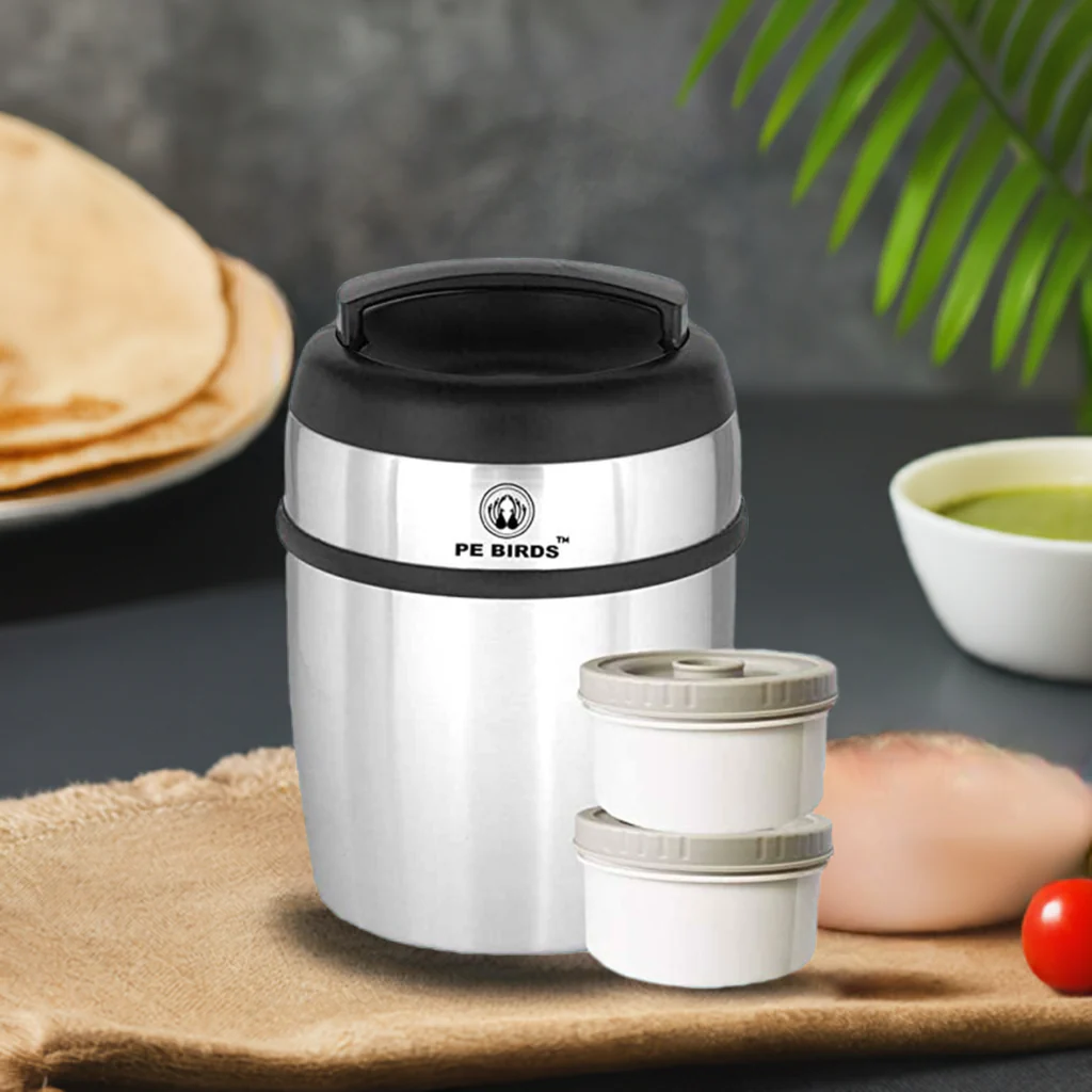 PE BIRDS Jumbo Sambar Jar 1500 ml with 2 Food Grade Microvan Containers